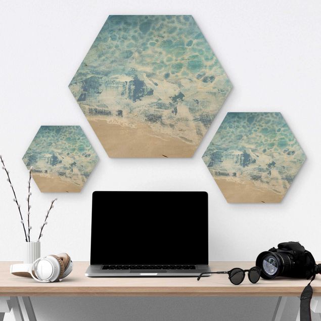 Hexagons houten schilderijen Tides In Color II