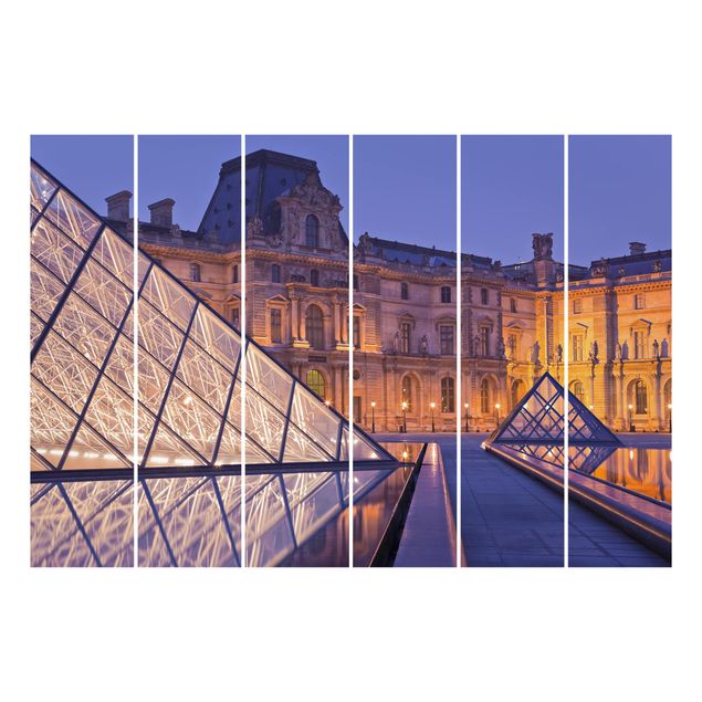 Schuifgordijnen Louvre Paris At Night