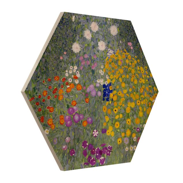 Hexagons houten schilderijen Gustav Klimt - Cottage Garden
