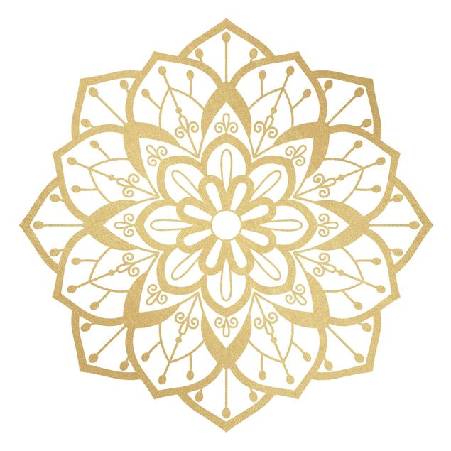 Muurstickers spiritueel Mandala Flower Pattern Gold White