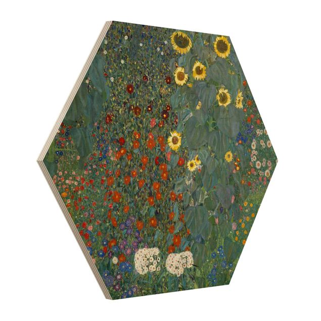 Hexagons houten schilderijen Gustav Klimt - Garden Sunflowers