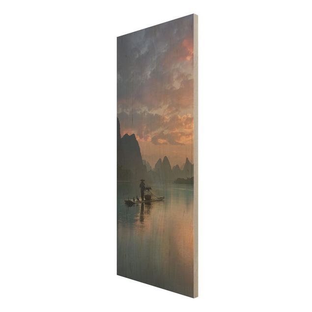 Houten schilderijen Sunrise Over Chinese River