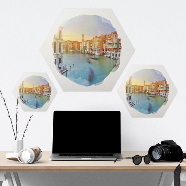 Hexagons Forex schilderijen WaterColours - Grand Canal View From The Rialto Bridge Venice