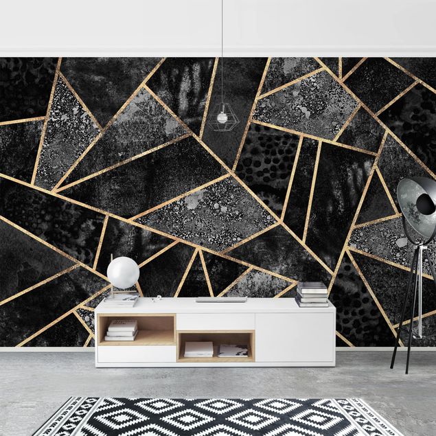 Patroonbehang Grey Triangles Gold