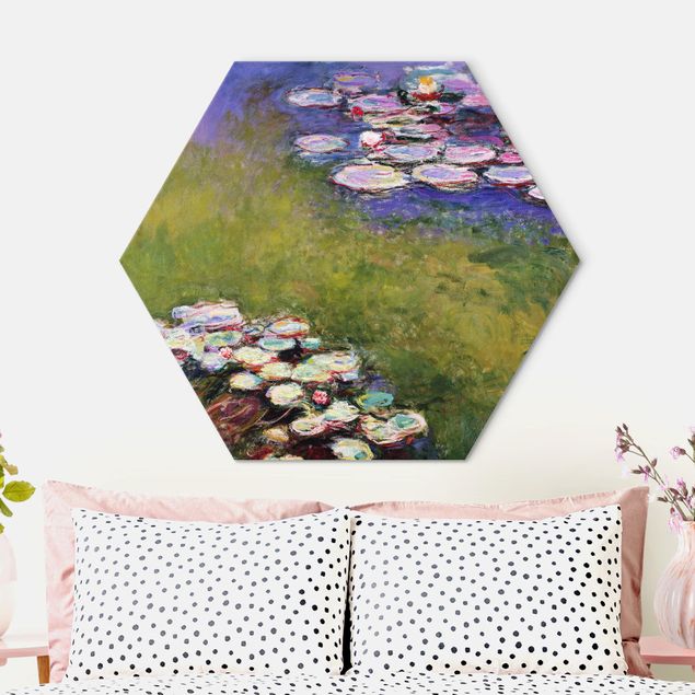 Hexagons Aluminium Dibond schilderijen Claude Monet - Water Lilies