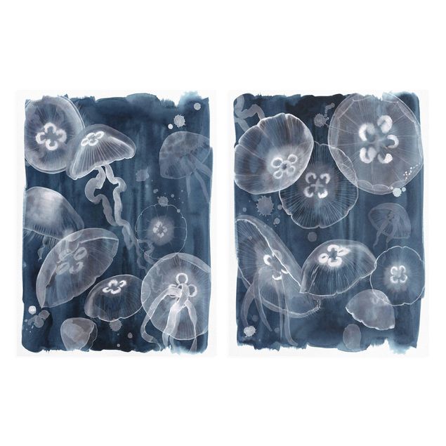 Canvas schilderijen - 2-delig  Moon Jellyfish Set I