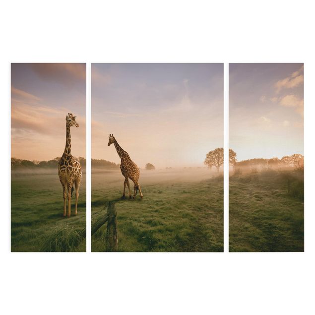 Canvas schilderijen - 3-delig Surreal Giraffes