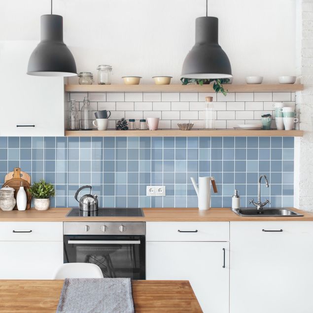 Achterwand voor keuken eenkleurig Mosaic Tiles - Light Blue