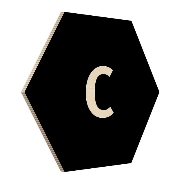 Hexagons houten schilderijen Letter Black C