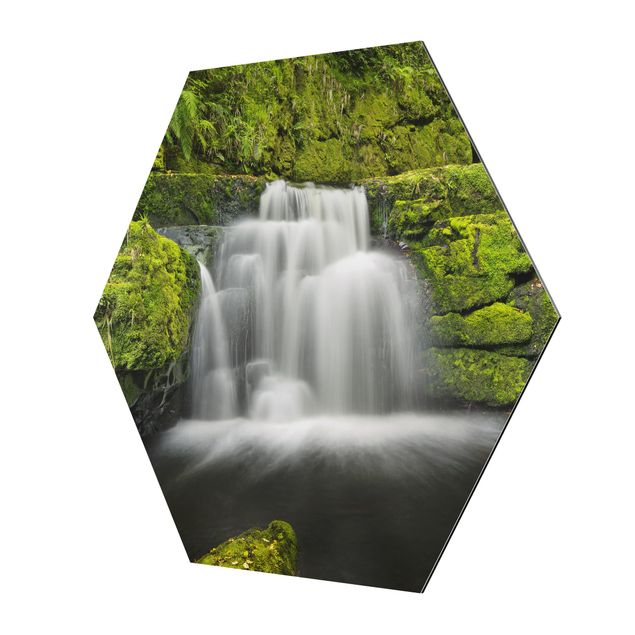 Hexagons Aluminium Dibond schilderijen Lower Mclean Falls In New Zealand