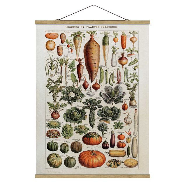 Stoffen schilderij met posterlijst Vintage Board Vegetables