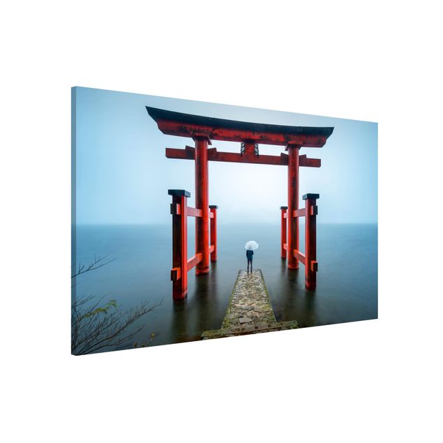Magneetborden Red Torii At Lake Ashi