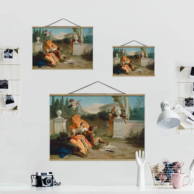 Stoffen schilderij met posterlijst Giovanni Battista Tiepolo - Rinaldo and Armida