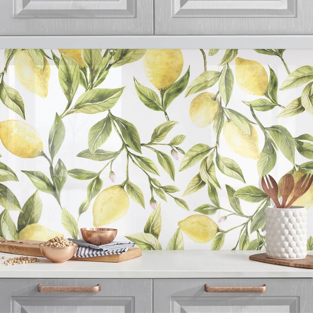 Achterwand voor keuken groenten en fruit Fruity Lemons With Leaves