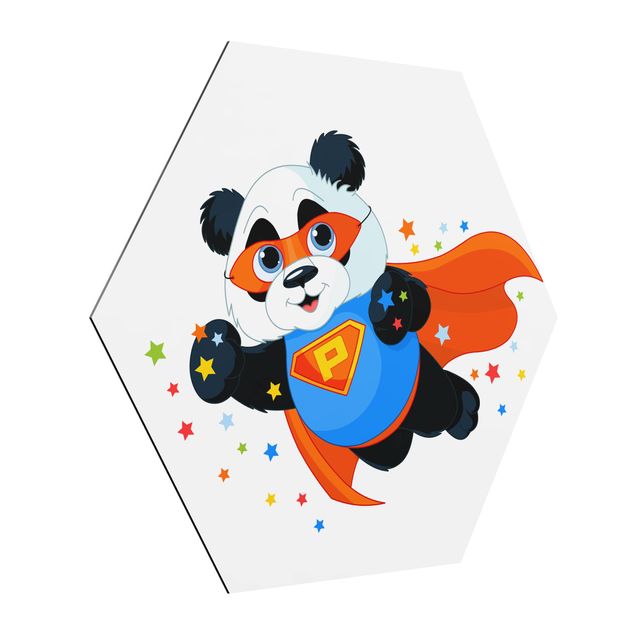 Hexagons Aluminium Dibond schilderijen Super Panda