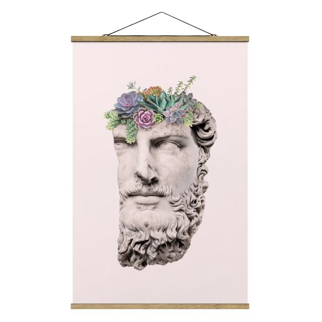 Stoffen schilderij met posterlijst Head With Succulents