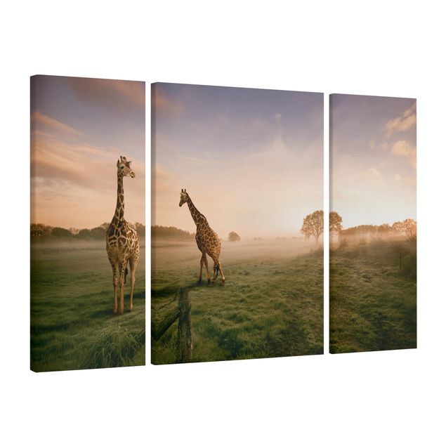 Canvas schilderijen - 3-delig Surreal Giraffes