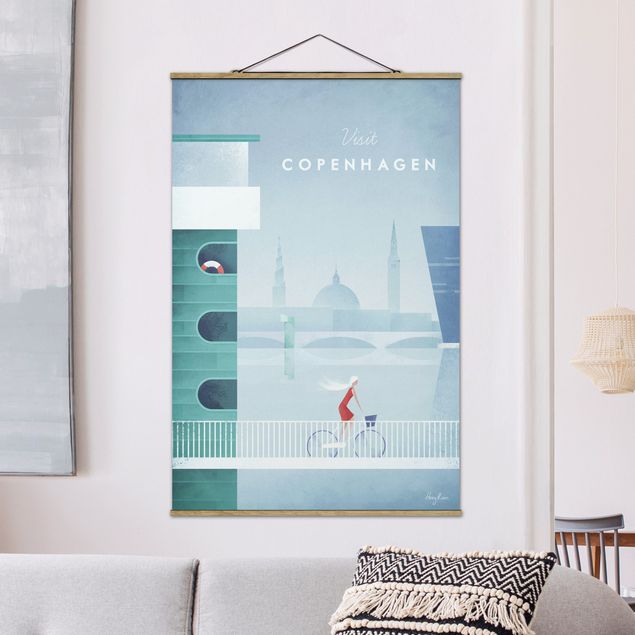 Stoffen schilderij met posterlijst Travel Poster - Copenhagen