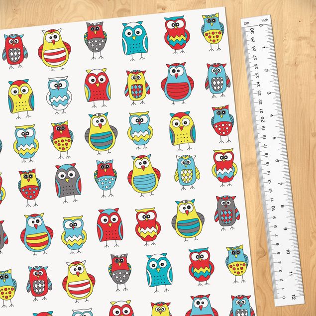 Plakfolien Kids Pattern With Various Owls