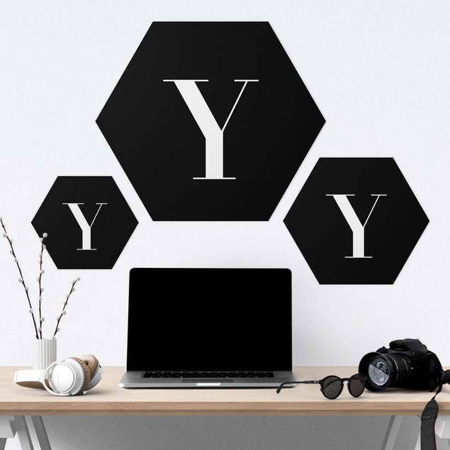 Hexagons Forex schilderijen Letter Serif Black Y