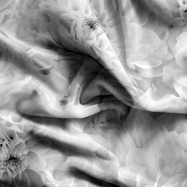 gordijnen landelijke stijl woonkamer Dahlia Close-up Black And White
