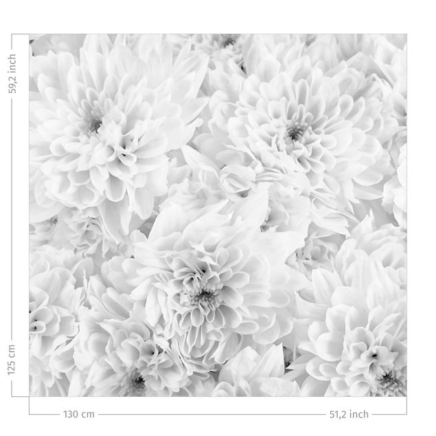 gordijnen bloemen Dahlia Close-up Black And White