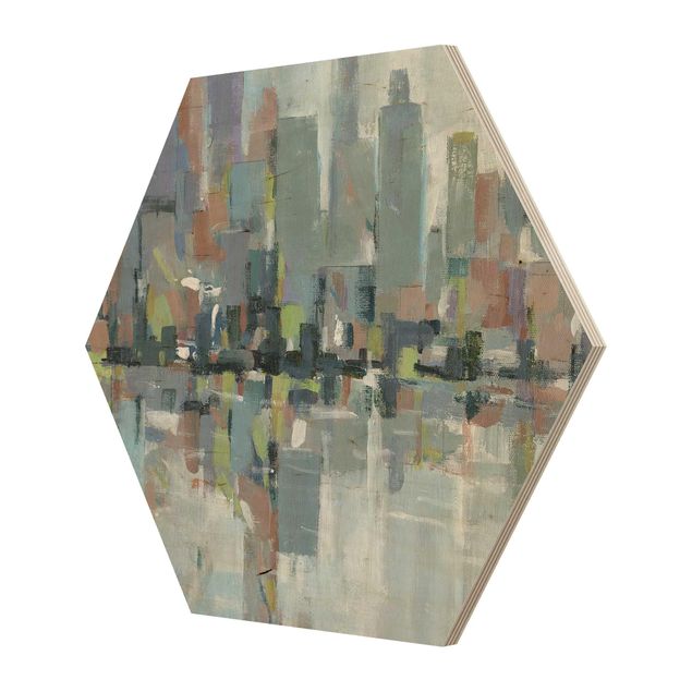 Hexagons houten schilderijen Metro City I