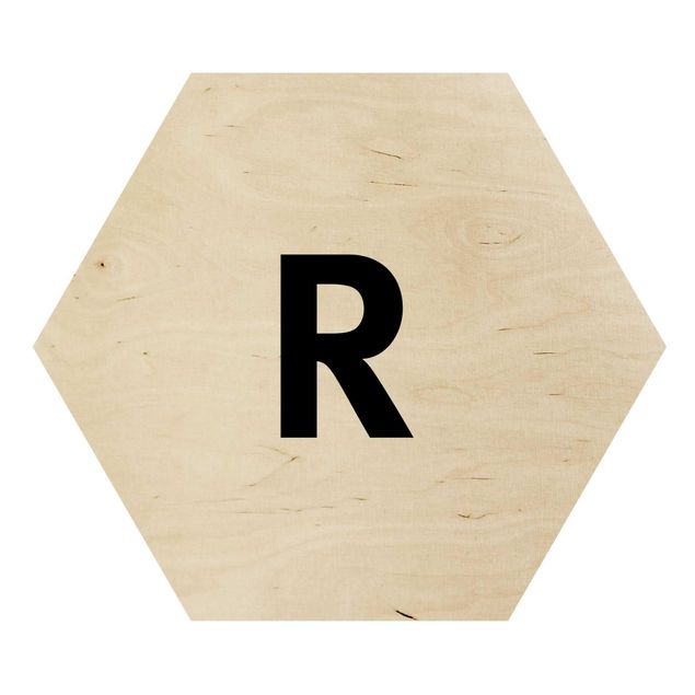 Hexagons houten schilderijen Letter White R