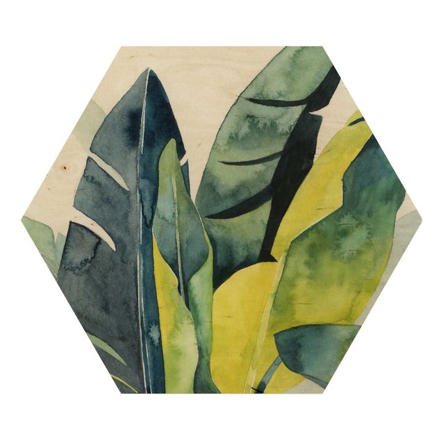Hexagons houten schilderijen Tropical Foliage - Banana