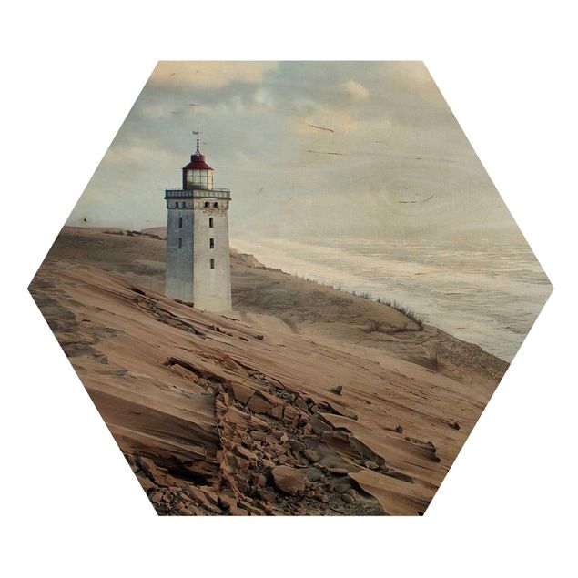 Hexagons houten schilderijen Lighthouse In Denmark