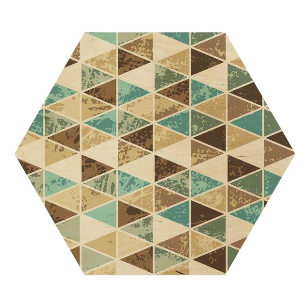 Hexagons houten schilderijen Triangle Repeat Pattern