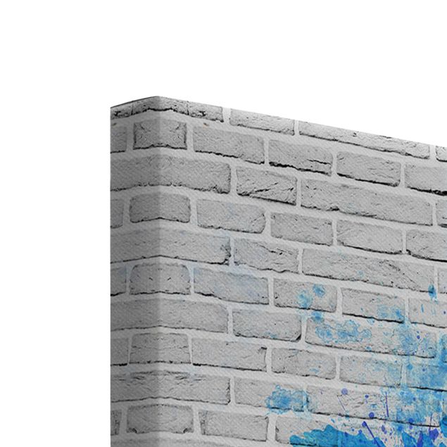 Canvas schilderijen - 3-delig White Brick Wall World Map
