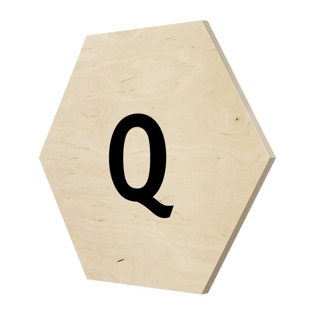 Hexagons houten schilderijen Letter Q White
