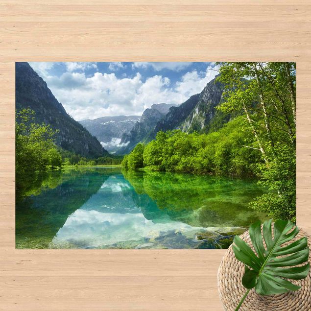 Vloerkleed modern Mountain Lake With Reflection