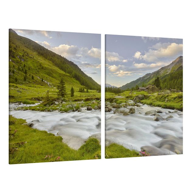 Canvas schilderijen - 2-delig  Alpine meadow Tirol