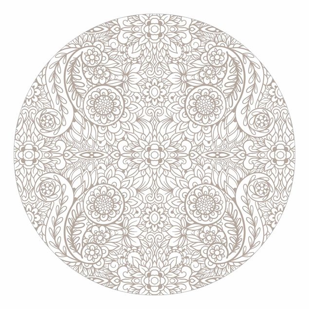 Behangcirkel Detailed Art Nouveau Pattern In Grey Beige