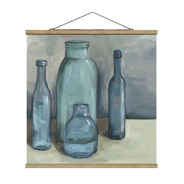 Stoffen schilderij met posterlijst Still Life With Glass Bottles II