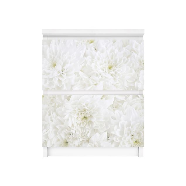 Meubelfolie IKEA Malm Ladekast Dahlias Sea Of Flowers White