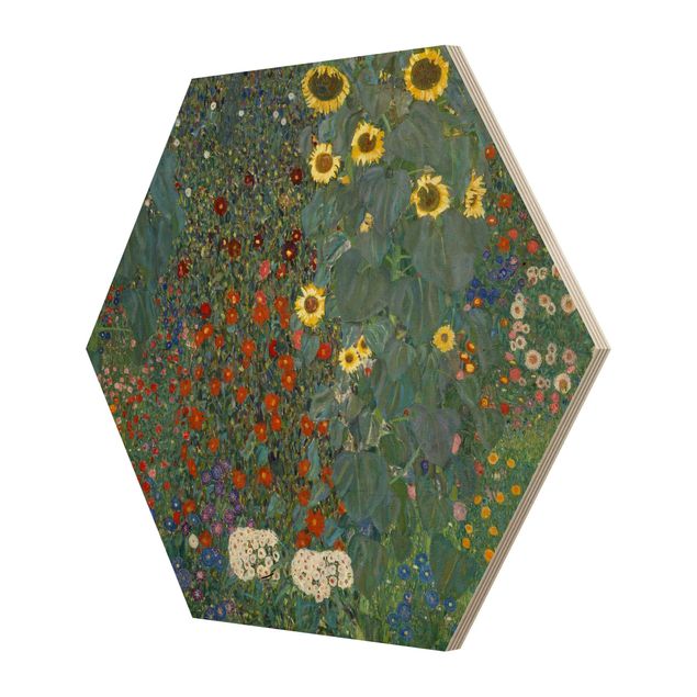 Hexagons houten schilderijen Gustav Klimt - Garden Sunflowers