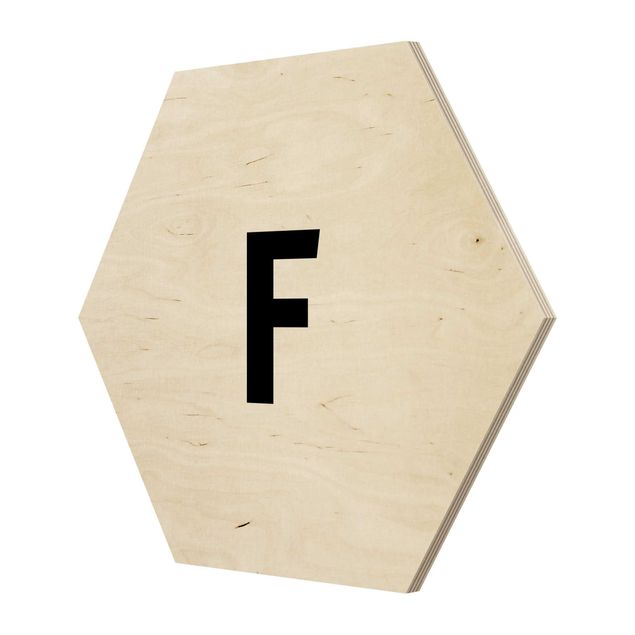 Hexagons houten schilderijen Letter White F