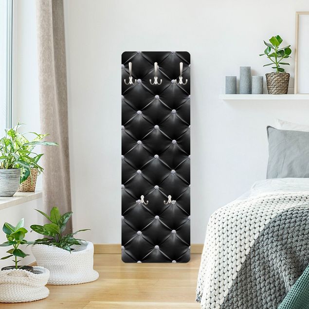 Wandkapstokken houten paneel Diamond Black Luxury