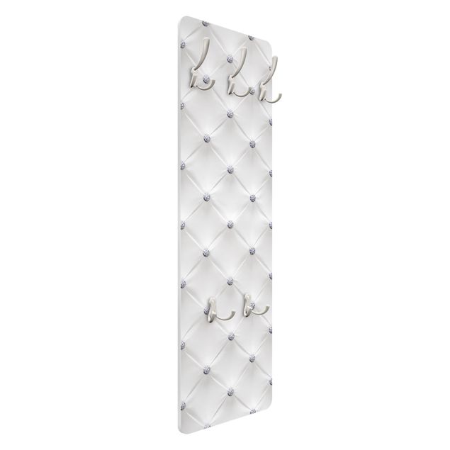 Wandkapstokken houten paneel Diamond White Luxury