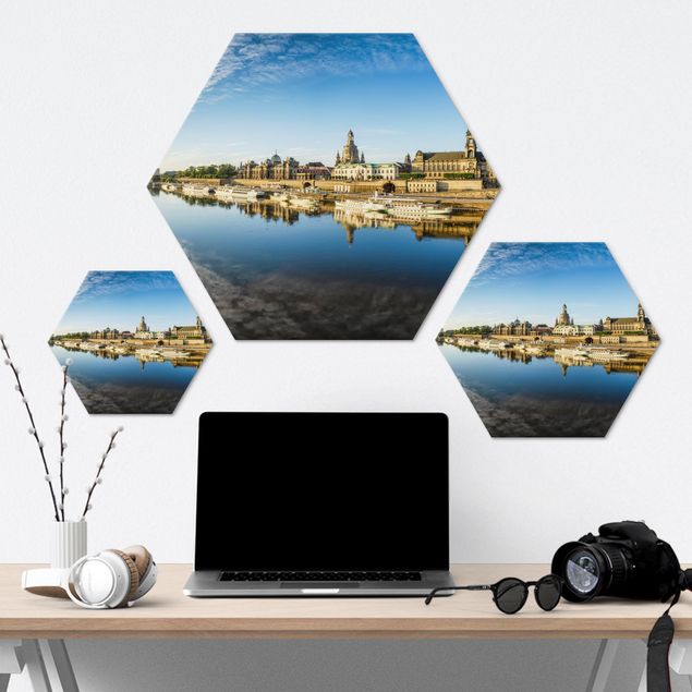 Hexagons Aluminium Dibond schilderijen The White Fleet Of Dresden