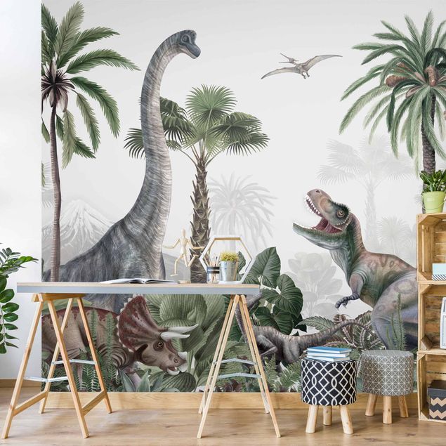 Fotobehang - Dinosaur giants in the jungle