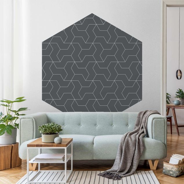 Hexagon Behang Three-Dimensional Structure Line Pattern