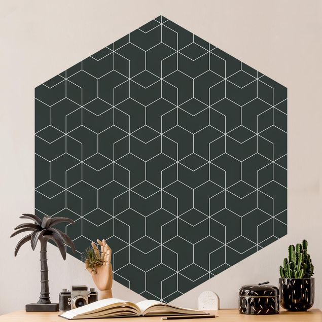Hexagon Behang Three-Dimensional Cube Pattern