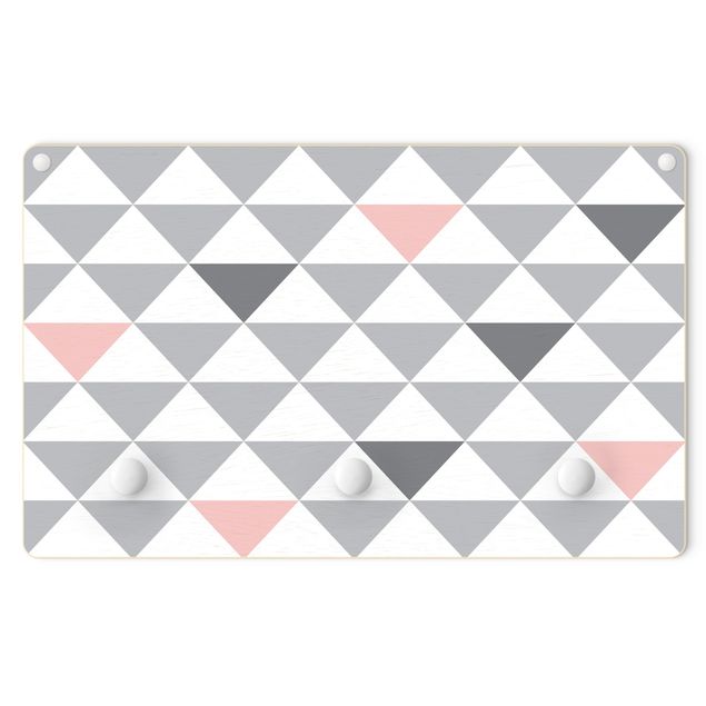 Wandkapstokken voor kinderen Triangles Grey White Pink