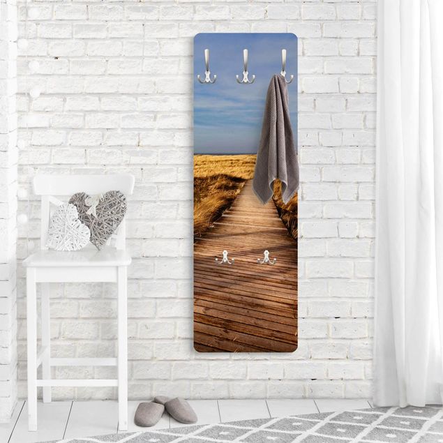 Wandkapstokken houten paneel Dune Path On Sylt