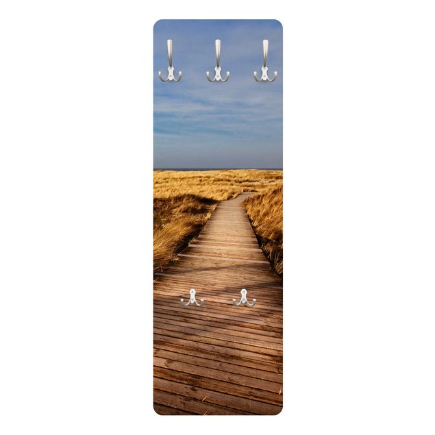 Wandkapstokken houten paneel Dune Path On Sylt