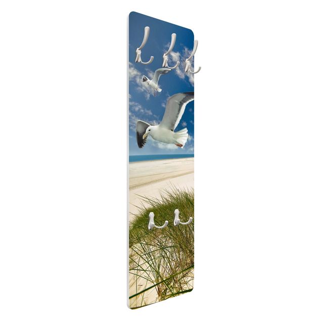Wandkapstokken houten paneel Dune Breeze Seagulls